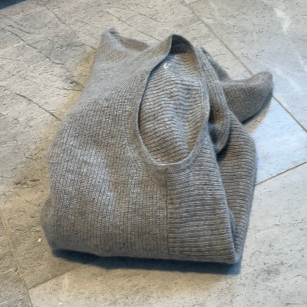 Gray Ribbed Knit Sweater